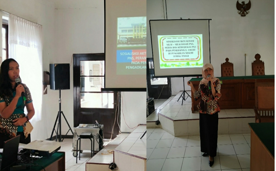 Sosialisasi Aktualisasi Nilai-nilai Dasar PNS, Peran & Kedudukan PNS pada Penerapan e-Court di Pengadilan Negeri Tebing Tinggi dan Sosialisasi Simulasi Aplikasi e-Court kepada Advokat di Wilayah Hukum Pengadilan Negeri Tebing Tinggi dan Sekitarnya Sosialisasi Aktualisasi Nilai-nilai Dasar PNS, Peran & Kedudukan PNS pada Penerapan e-Court di Pengadilan Negeri Tebing Tinggi dan Sosialisasi Simulasi Aplikasi e-Court kepada Advokat di Wilayah Hukum Pengadilan Negeri Tebing Tinggi dan Sekitarnya