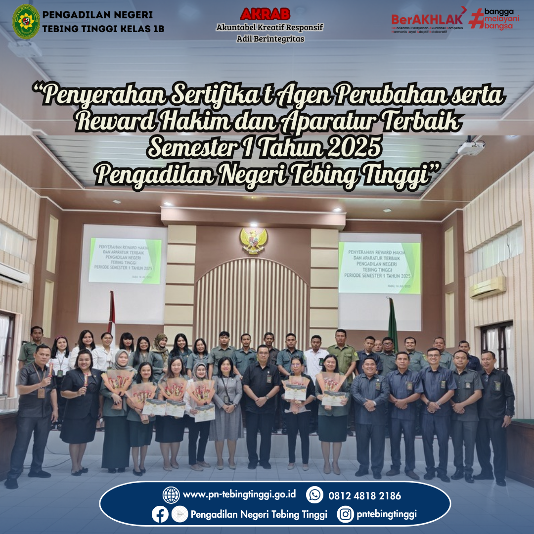 Pegawai Berprestasi dan Agen Perubahan Pengadilan Negeri Tebing Tinggi Tahun 2025