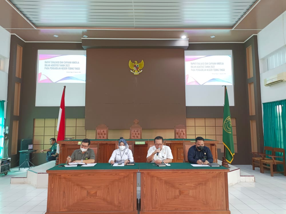 Rapat Evaluasi dan Capaian Kinerja Serta Monitoring dan Evaluasi Zona Integritas Bulan Agustus Tahun 2022 Pengadilan Negeri Tebing Tinggi Kelas IB